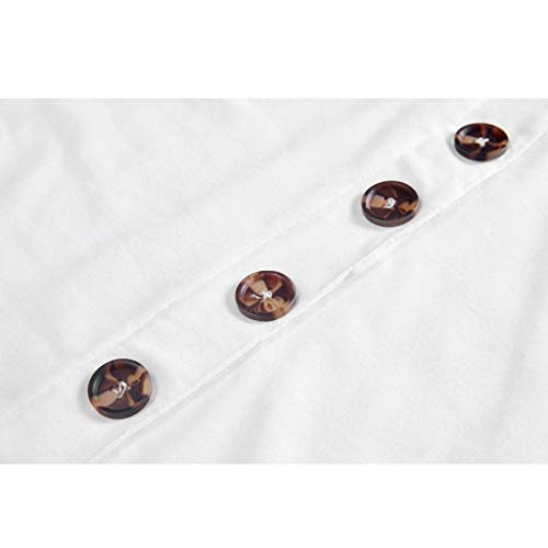 Sanyyanlsy Womens Button Turn Down Neck Tank Tops Sleeveless Asymmetrical Hem Loose Vest T-Shirt Solid Color Blouse White