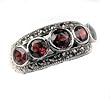 Sterling Silver 5 Stone Garnet Marcasite Ring