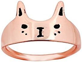 CHOA Cute Cat Staement Ring for Women Gold Plated Rose Gold Silver Toe Ring for Girls Sweet Gifts