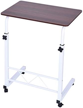 Mobile Computer Desk with Wheels, Blueseao Adjustable Mobile Desk Portable Laptop Table Computer Stand Desk Home Office Chair Can Be Lifted and Lowered Black MDF + Steel Frame