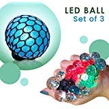 Set of 3 Led Anti Stress Ball - Squishy Light up Ball - Anti Stress Toys for Kids - Mesh Stress Ball - Grape Ball - DNA Ball - Prime Slime Stress Ball - ADHD Fidget Toys - Net Stress Squishy Ball.