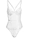 Women's Sexy Eyelash Lace Bodysuit Naughty One Piece Teddy, White, Size Small