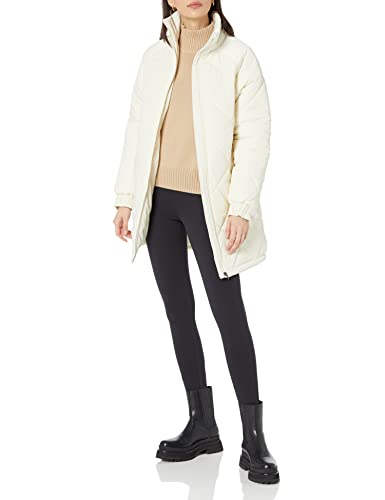 AMAZON ESSENTIALS WOMEN’S RELAXED-FIT RECYCLED POLYESTER MID LENGTH PUFFER COAT (AVAILABLE IN PLUS SIZE) (PREVIOUSLY AMAZON AWARE), IVORY, X-LARGE