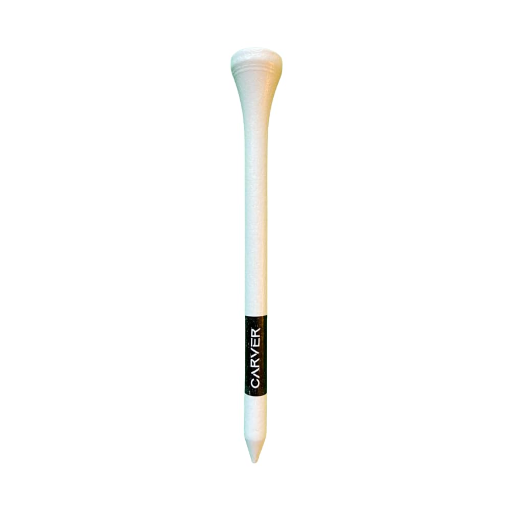 Carver Wooden Golf Tees - 83mm, 70mm, 54mm, 42mm - Bag of 50 - Strong Biodegradable (83mm - X-Large (50 tees))