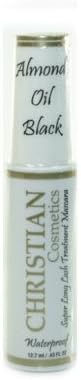 CHRISTIAN SUPER LONG LASH TREATMENT MASCARA Waterproof ALMOND OIL BLACK .43 oz…