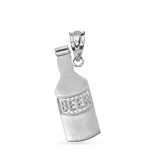 High Polish 925 Sterling Silver Beer Bottle Charm Pendant
