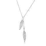 Sterling Silver Plated Leaf Pendant Necklace for Women Teen Girls Jewelry
