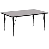 Flash Furniture 30''W x 72''L Rectangular Grey Thermal Laminate Activity Table - Height Adjustable Short Legs