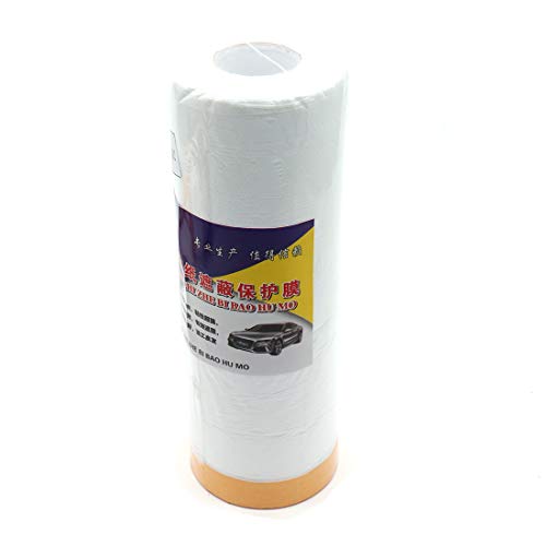 Autoly Pre-Taped Masking Film for Car Decoration Auto Paint Protection 25x1.1Meter/Roll