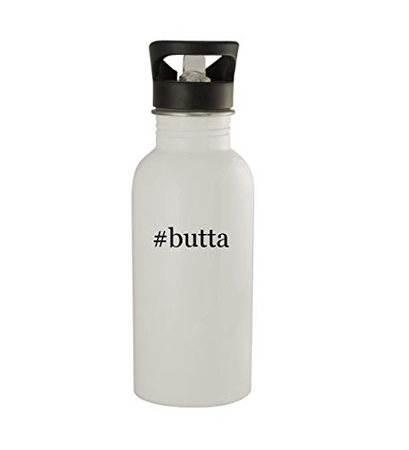 Knick Knack Gifts #Butta - 20oz Sturdy Hashtag Stainless Steel Water Bottle, White