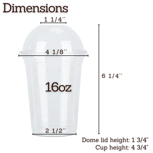 (100 Sets) 16 oz Clear Plastic Cups with Lids 16oz Disposable Clear