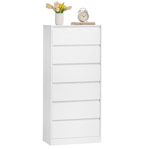 VASAGLE Kommode mit 6 Schubladen, Kommodenschrank, Schubladenschrank, Wäschekommode, für Schlafzimmer, 30 x 48 x 111,2 cm, Modern Kailyn Kollektion, s