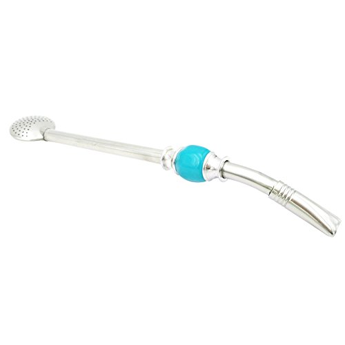 Yerba Mate Bombilla Gourd Drinking Filter Straw 304 Food-Grade 18/8 Stainless Steel Removable Filter Head with 3 Cleaning Brushes - 8.3" Long (Blue) - Thumbnail 3