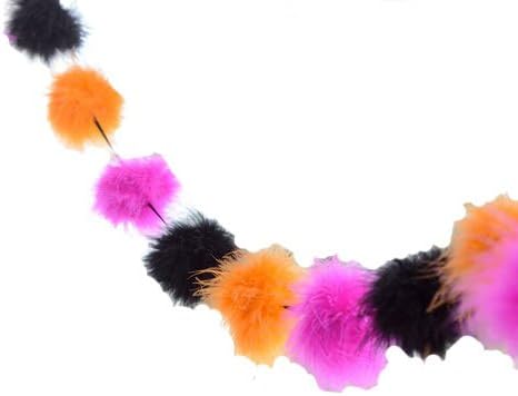 GLITTERVILLE Marabou Feathers Balls Garland Orange Pink Black (ORANGE/HOT PINK/BLACK)