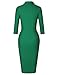 MUXXN Women's Classic 50s 60s Half Collar Office Dresses Mid Length Homecoming Graduation Dress Green S