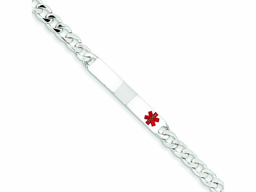 Sterling Silver Polished Medical Curb Link Id Bracelet
