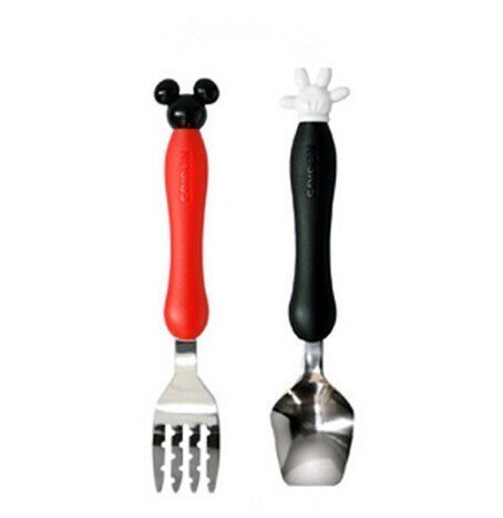 Minnie and Mickey Style Baby Tableware Spoon and Fork Sets (Made in Japan) (Mickey)