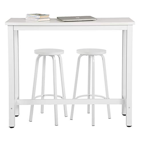WOLTU BT17ws+BH237ws-2 1xBartisch + 2xBarhocker Stehtisch Esstisch Bistrotisch Bartheke Tresentisch Metallgestell MDF… – Bild 3