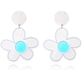 Cute Colorful Daisy Flower Dangle Earrings,Big Acrylic Plant Sunflower Drop Earrings Resin Petal Stud Earrings Jewelry for Women Gifts