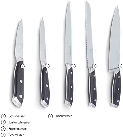 EW-MB-1370 juego de bloques de cuchillos de madera de acacia con pies de goma antideslizantes, incl. afilador de cuchillos integrado, 6 piezas