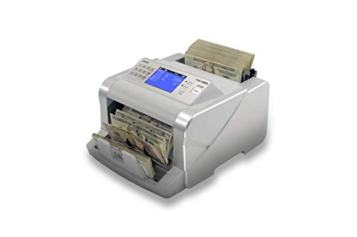 SILVER by AccuBANKER S6500 Cash Counter Money Counter Machine Quick Mixed Denomination Bill Counter with Counterfeit Detector UV, MG, Infrared, Size & Metal Thread (S6500)