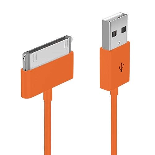 5 Pack Orange USB Sync & Charging Cables for 30-Pin Devices – Compatible with iPod Nano, Touch, Classic, iPhone 3G 3GS 4 4S & iPad 1 2 3 – USB Type-A Data & Charger Leads – 2-in-1 Sync & Charge