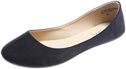 Womens PVC Suede Demi-01 Casual Ballerina Flat Shoes (Black, Size 11)