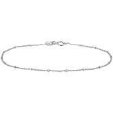 SEA OF ICE Sterling Silver 1mm Diamond-Cut Bead Station Rolo Chain Bracelet for women, Size 7.25"