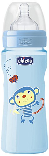 Chicco Silicone Baby Bottle, Fast Flow, 330 mL blue