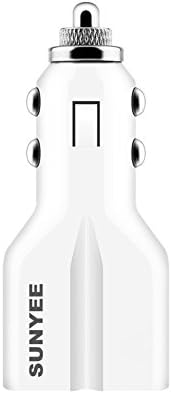 SUNYEE 4.2A / 20W Dual Port USB Car Charger Adapter Designed for Apple and Android Devices: Apple iPad Air 2, Mini, iPhone 6, iPhone 6 Plus, iPhone 5S, 5C, 5, 4S, Samsung Galaxy S5, S4, S3, Note 4, Note 3, Note2, Google Nexus 4, 5, 7, 10, One plus, Motorola Moto G X, HTC One M8, LG G2, G3, Nokia Lumia 1520 and most of the USB Charged Devices (SUNYEE White)