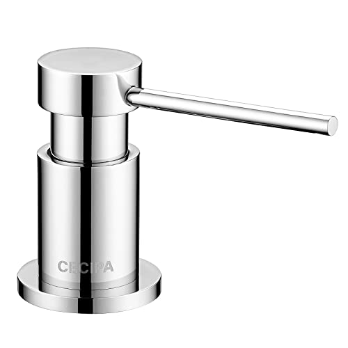 CECIPA Built-in Soap Dispenser for Kitchen, Sink Soap Dispenser with 300ml Bottle and 1.2m Extension Hose, 360° Swivel Pump, Chrome