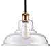 Linea di Liara Lucera Modern Farmhouse Pendant Light Fixture Ceiling Hanging Large Glass Pendant Lighting for Kitchen Island Brass and Black Pendant Light Over Sink Light Fixtures, Bulb Included