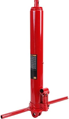 Hydraulic Long Ram Jack with Single Piston Pump and Clevis Base (Fits: Garage/Shop Cranes, Engine Hoists, and More): 8 Ton (16,000 lb) Capacity, Red