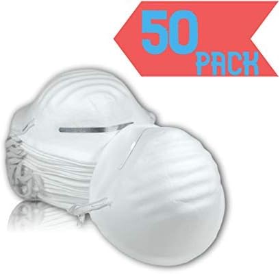 Disposable Non-Toxic Dust & Filter Safety Face Masks - For Non-Toxic Dust, Pollen, Dander, Sawdust, Garage Dust, Garden and General Household Dust & Irritants (50)