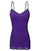 RT1004 Ladies Adjustable Spaghetti Strap Lace Trim Long Tunic Cami Tank Top D.Purple M