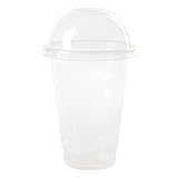 Dart Conex Plastic CLEAR Cups with Dome Lids for Iced Coffee Bubble Boba Tea Smoothie, 16 oz./100 Set (Kitchen)