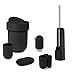 Umbra - 023271-040 Touch Toothbrush Toothpaste Modern Bathroom Storage Organizer Holders Stand Rack with Multi-Functional 3 Slots and Dividers-Doesn't Wobble or Fall Over, 3 ½ x 3 x 4 inches, Black