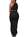 Dokotoo Womens Summer Sleeveless O-Neck Faux Suede Two Piece Maxi Skirt Set Large Black