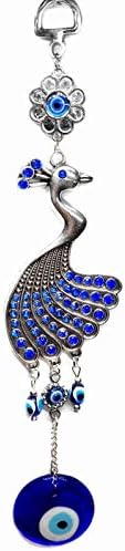 Fashion Feng Shui Blue Evil Eye with Peacock Protection Amulet Wall Hanging Deocration Ornament