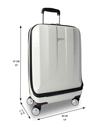 Exzact Cabin luggage/Carry-on Suitcase Bag - 20" / Hard shell/Hardside/Front Pocket for Laptops / 4 wheels 360° Spinning/Lightweight Onboard Suitcase (White) Exzact Cabin luggage/Carry-on Suitcase Bag - 20" / Hard shell/Hardside/Front Pocket for Laptops / 4 wheels 360° Spinning/Lightweight Onboard Suitcase (White)