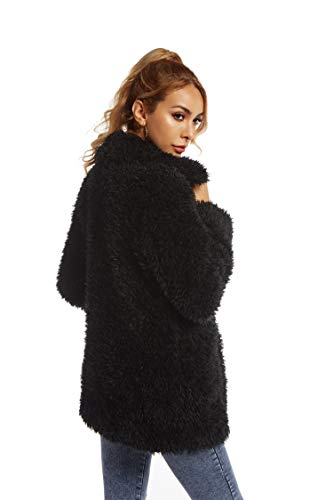 Elegant Faux Fur Coat Women 2019 Autumn Winter Warm Open Front Jacket Cardigan Overcoat Casual Outerwear XXL
