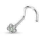 PiercedOff Multi Clear Gem Flower Nose Screw 18G (1mm)
