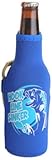 Hat Trick Openers Bottle Cooly Combo with Attached Hook Line and Sinker Logo, Blue Neoprene