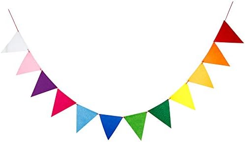 HALZANDER Valentine Triangle Pennant Banners Bunting Decoration (Rainbow color)