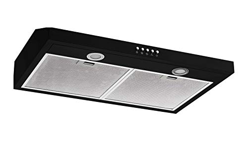 30 In. Convertible Under Cabinet Range Hood in Black with 350 CFM, Aluminum Mesh Filters and Push Button Control