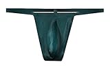 Soojun Men's No Stitching T-Back Underwear Ice Silk Soft G-String, Small, Deep Green