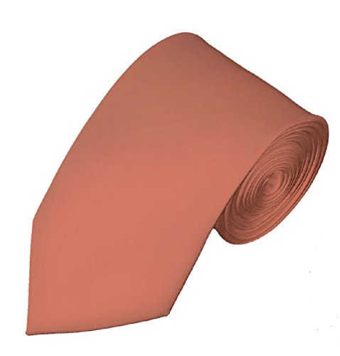 NYFASHION101 Men's Solid Color 2.75" Slim Tie, Palm Coast Coral