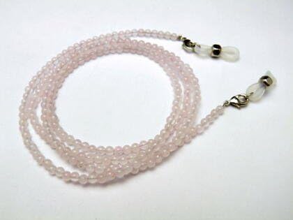 Amazon Co Jp 天然石のローズクォーツ3mm玉の 銀 メガネチェーン パワーストーンのメガネチェーン パワーストーン メガネチェーン メンズ レディース用 厄除け祈願や開 ジュエリー