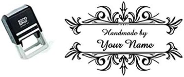 Handmade by - Personalized, Custom Made self Inking Stamp - for Crafting, handicrafts etc.| 1 3/8" x 2 15/16"