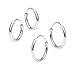 Silverline Jewelry 2 Pairs 925 Sterling Silver 10mm & 12mm Tiny Small Thin Round Endless Unisex Hoop Earrings for Cartilage, Nose or Lips